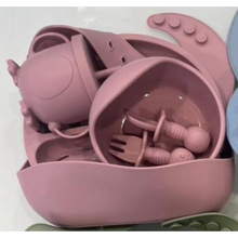 Carregar imagem no visualizador da galeria, Jogo Introdução Alimentar Bebê Utensílios em Silicone Premium 8 Pçs
