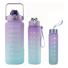 Carregar imagem no visualizador da galeria, Conjunto de 3 Garrafas Squeeze de Água Frases Motivacionais - Galão 2000ml, 900ml e 300ml -
